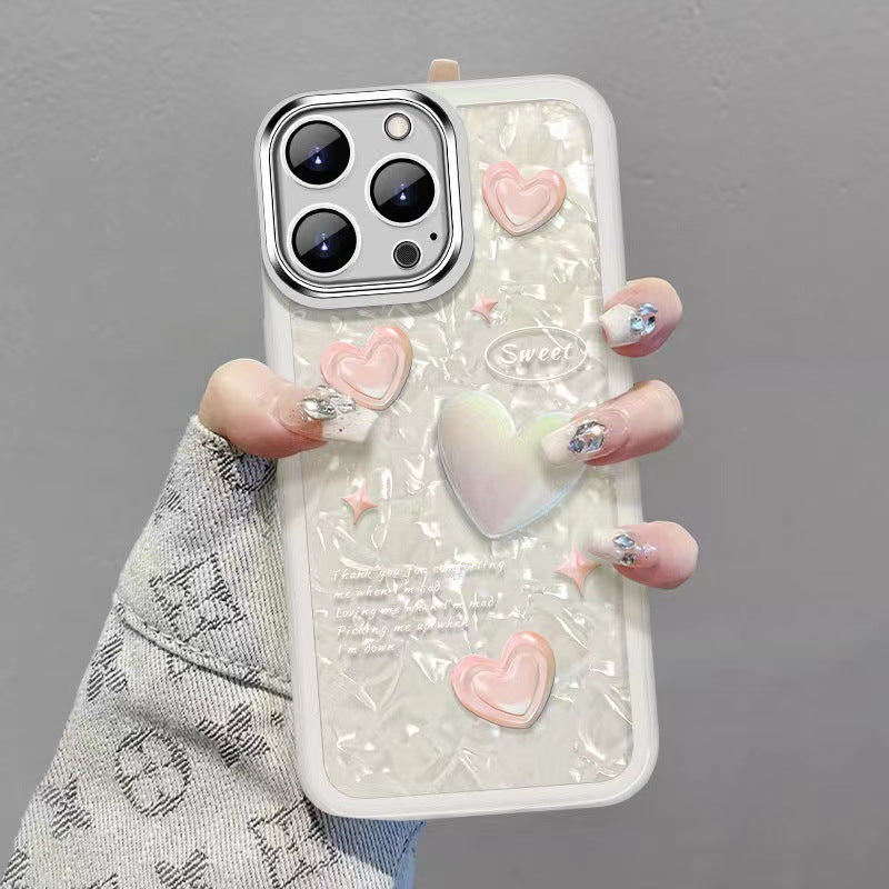 For iPhone 12 Pro TPU Tempered Glass Phone Case 3D Heart Shape Lens Protector Phone Cover For iPhone 12 Pro TPU Tempered Glass Phone Case 3D Heart Shape Lens Protector Phone Cover